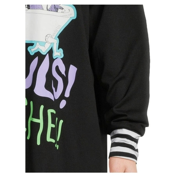 Disney Black Long Sleeve Sleep Shirt Colorful Graphics - Picture 4 of 7